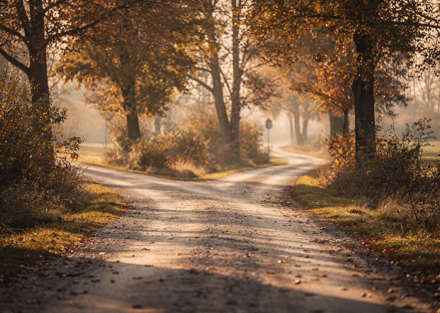 A quiet road diverging at sunrise representing pre-tax vs Roth
